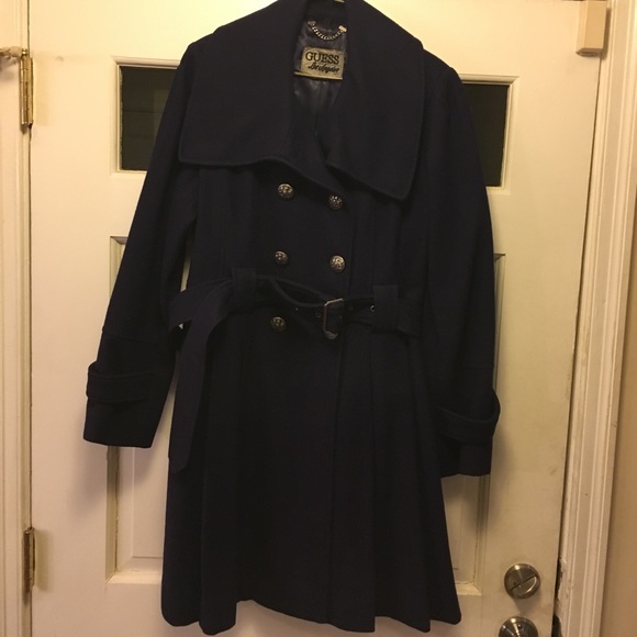 guess double breasted military coat